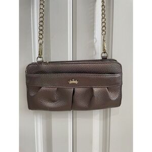 Juicy Couture Irridecent Taupe Convertible Wallet Clutch Crossbody Handbag Purse
